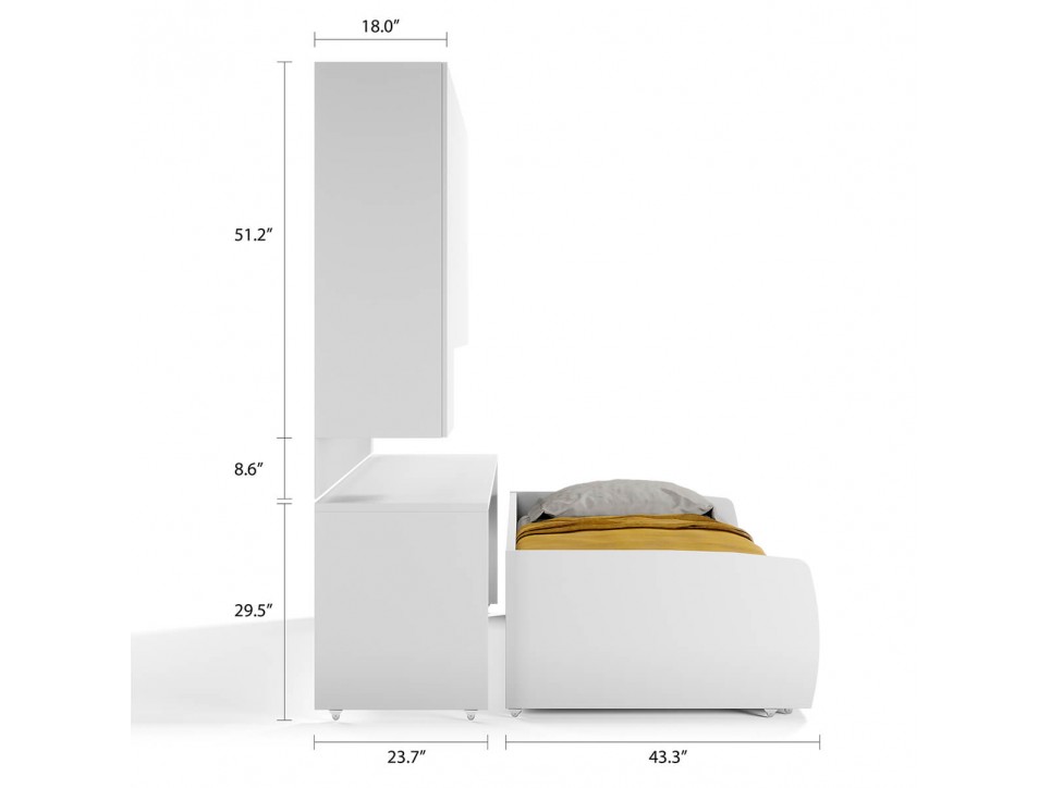 Compact Twin XL Sofa bed and Cabinets Wall System